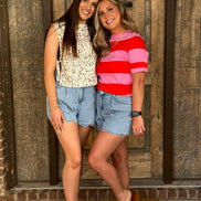 Western Scalloped Trim Pockets Denim Shorts | 4-16
