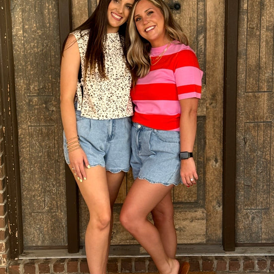 Western Scalloped Trim Pockets Denim Shorts | 4-16