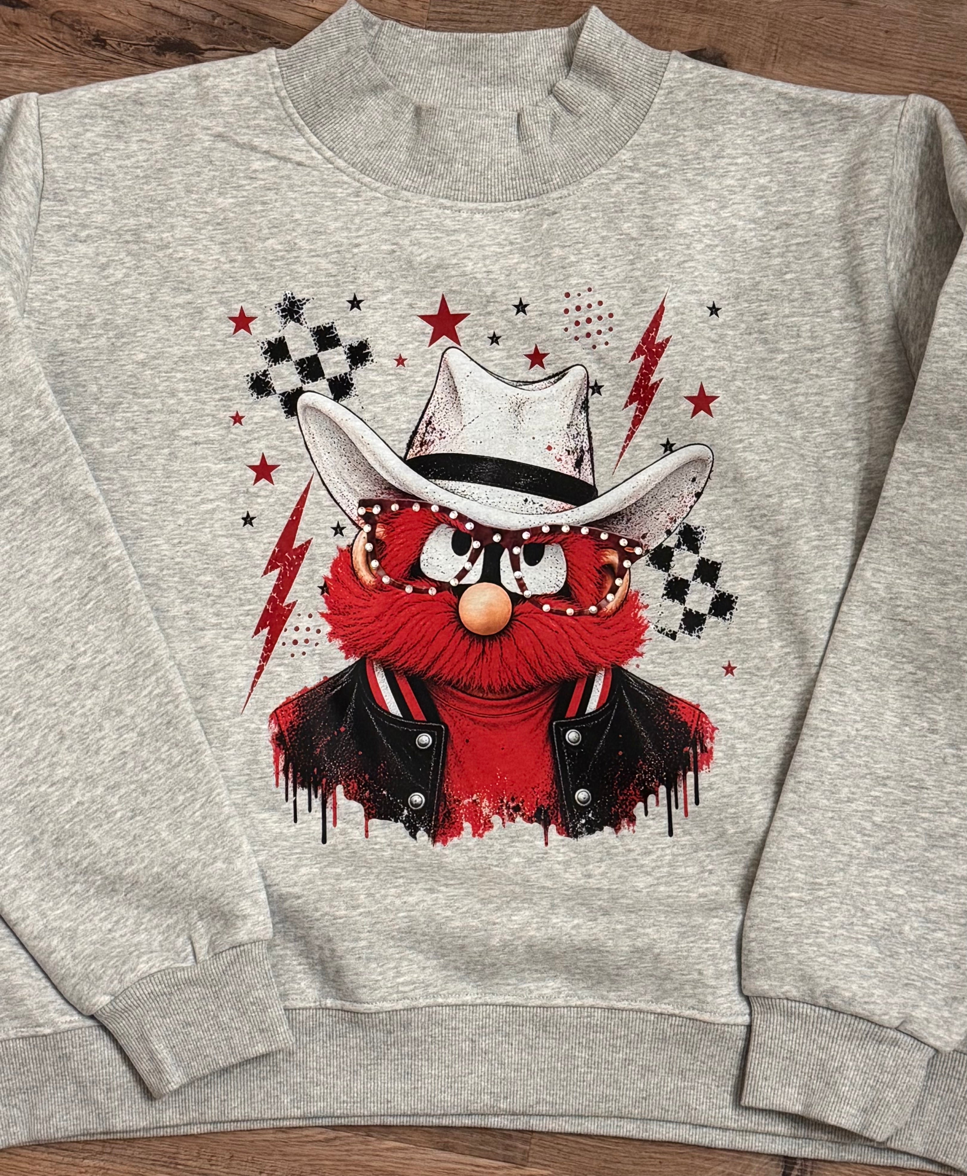 Texas Tech Raider Red Mockneck Sweatshirt with Rhinestone Glasses