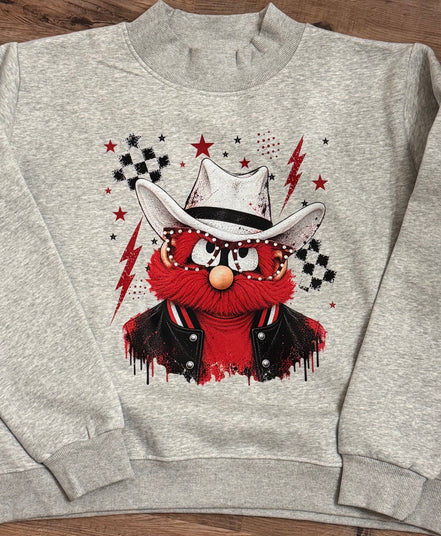 Texas Tech Raider Red Mockneck Sweatshirt with Rhinestone Glasses