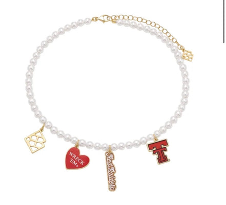 Texas Tech Pearl Charm Necklace