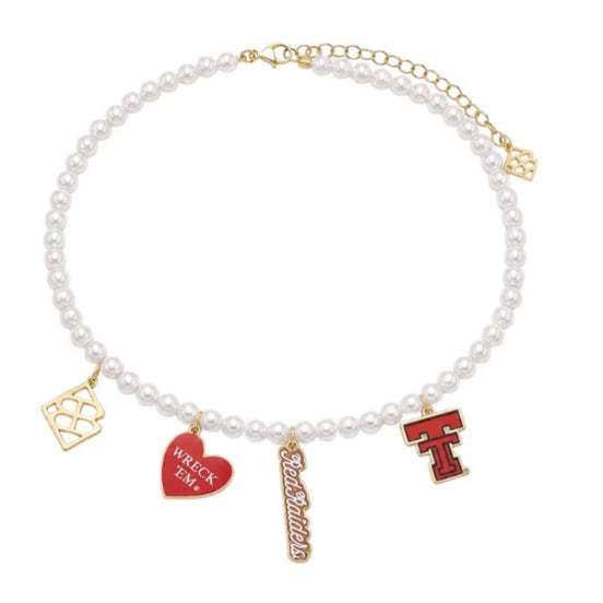 Texas Tech Pearl Charm Necklace
