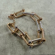 Two Toned Gold and Silver Link Bracelet