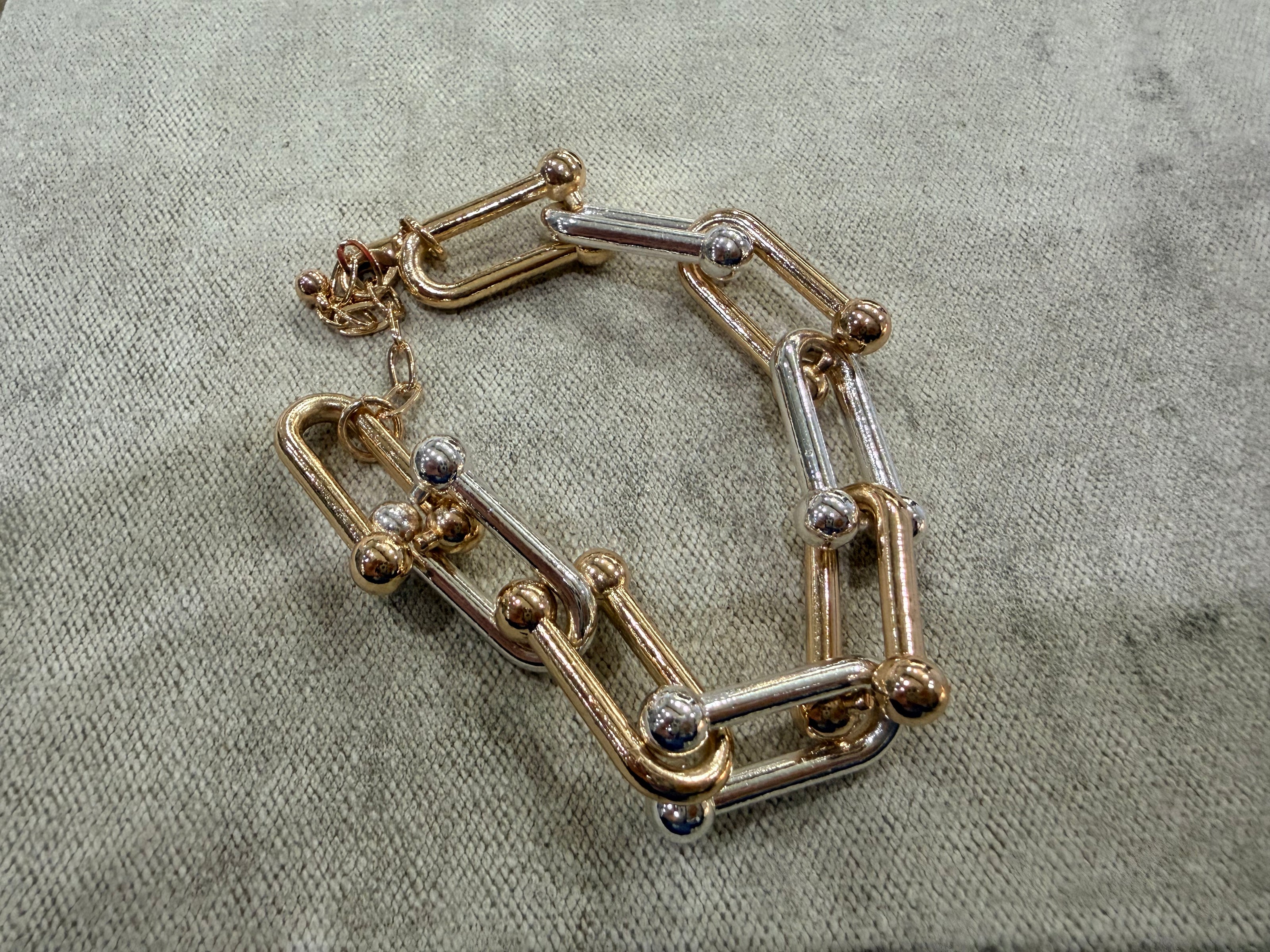 Two Toned Gold and Silver Link Bracelet