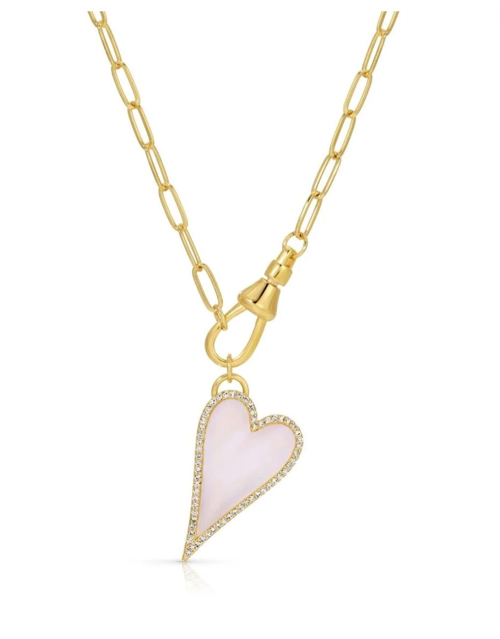 Angled Heart Paperclip Chain Necklace