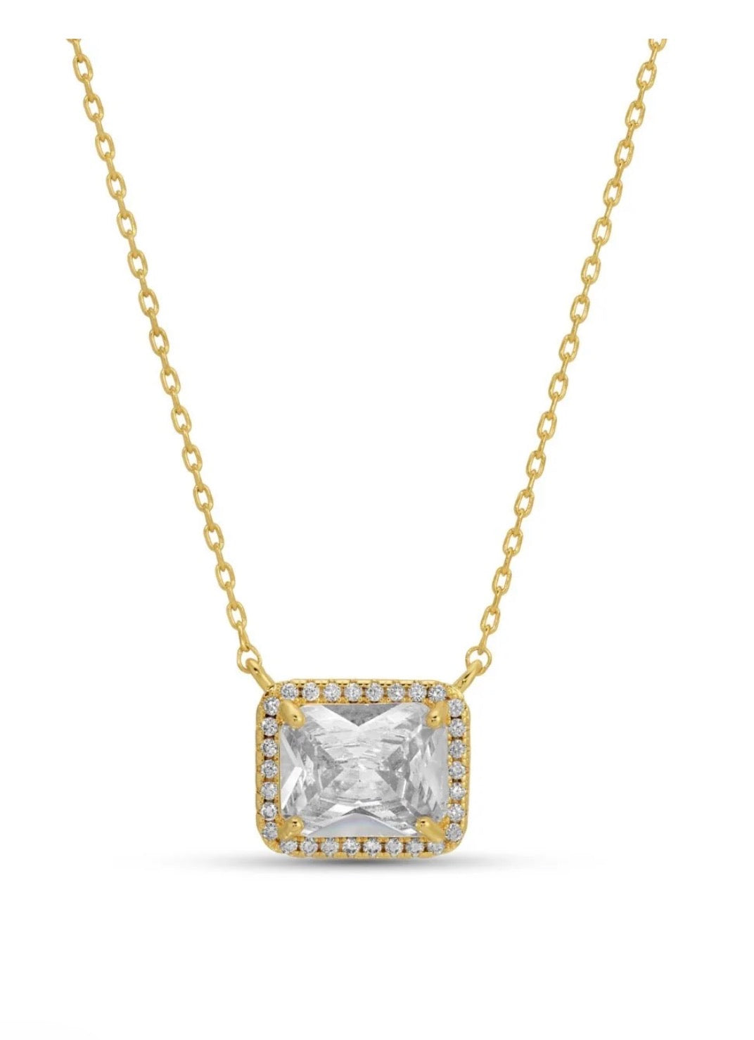 Paved Rectangle framed Necklace