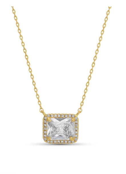 Paved Rectangle framed Necklace