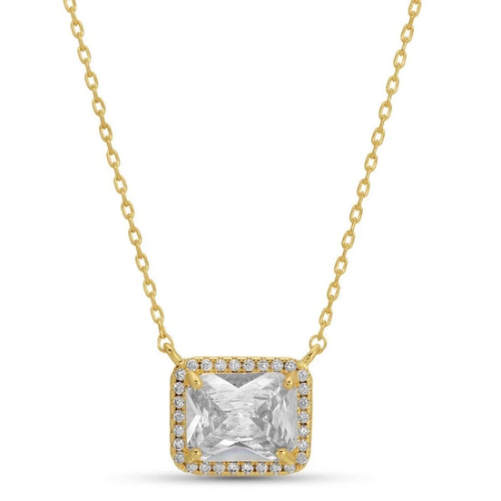 Paved Rectangle framed Necklace
