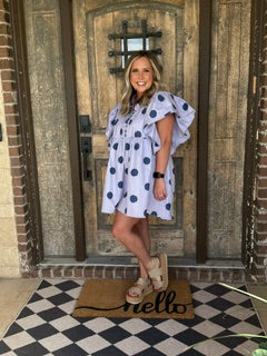 Ruffle Sleeve Pintuck Detail Polka Dot Mini Dress