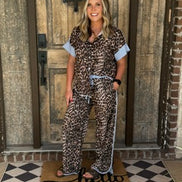 Leopard oversized shirt & tulip pants set
