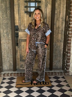 Leopard oversized shirt & tulip pants set