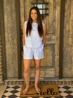 Boho Beach Stripe Sleeveless Top & Shorts Set