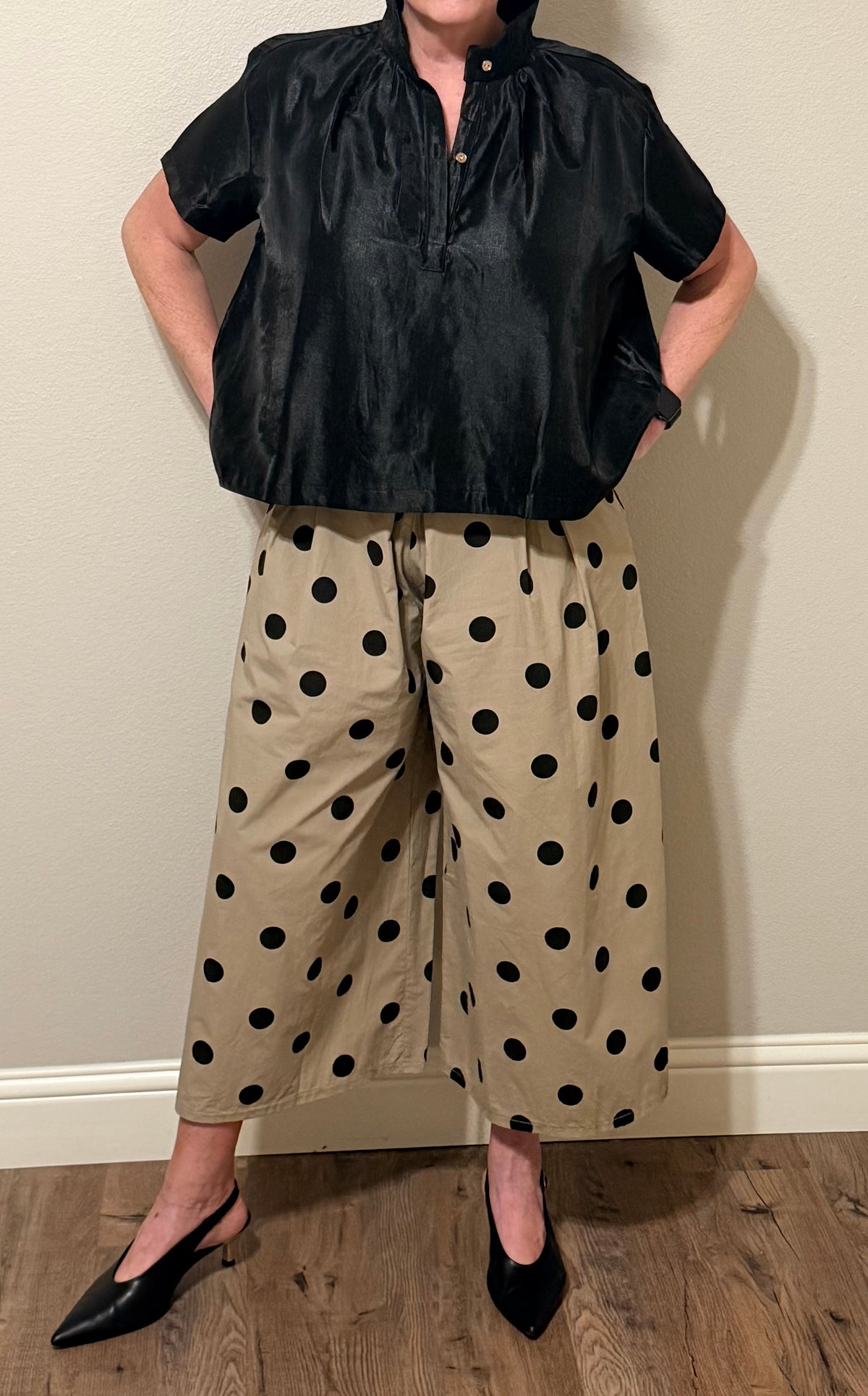 Pleated High waisted cropped Wide Leg