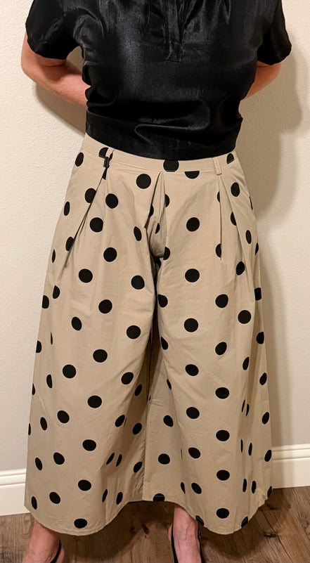Pleated High waisted cropped Wide Leg