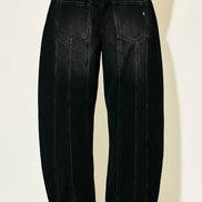 Low rise black barrel pants