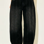 Low rise black barrel pants