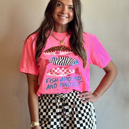 Fish Around And Find Out Funny Tee Neon Pink