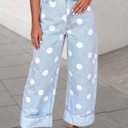 Casual Polka Dot Ankle Length Regular Jeans |4-16
