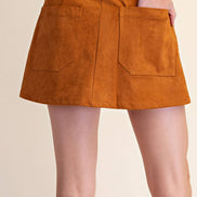 Suede-Look Soft Brush Stretchy Skort