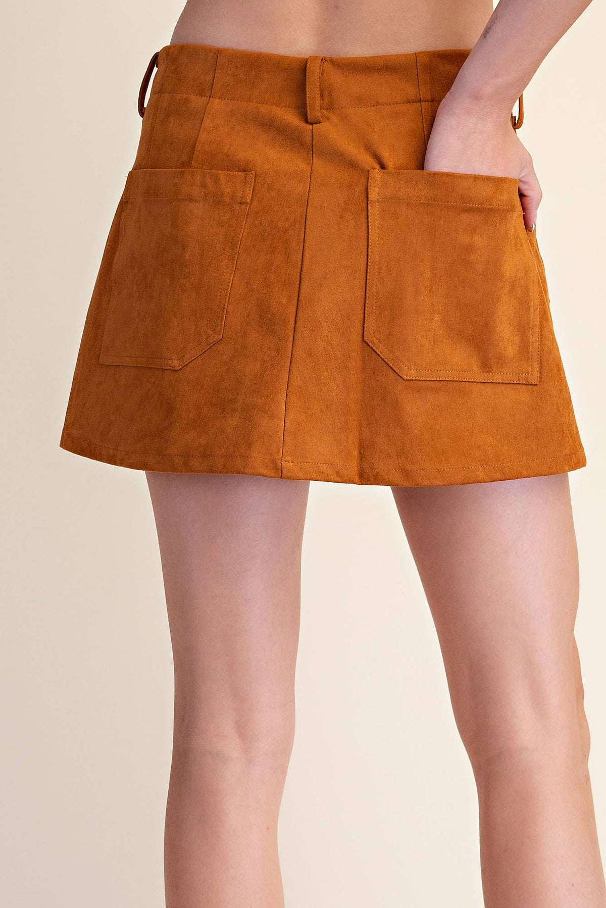 Suede-Look Soft Brush Stretchy Skort