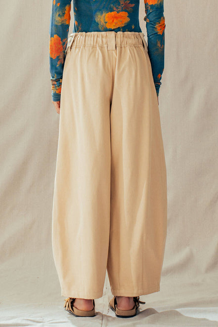 Rope Drawstring Balloon Pants Pleated Front