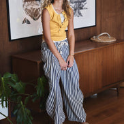 Rope Drawstring Balloon Pants Pleated Front