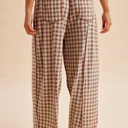Mocha Soft Brushed Checkered Barrel Fit Pants