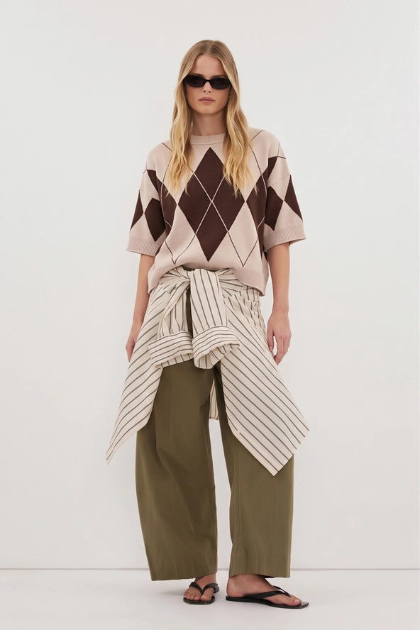 Argyle Pattern Crewneck Sweater