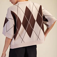 Argyle Pattern Crewneck Sweater