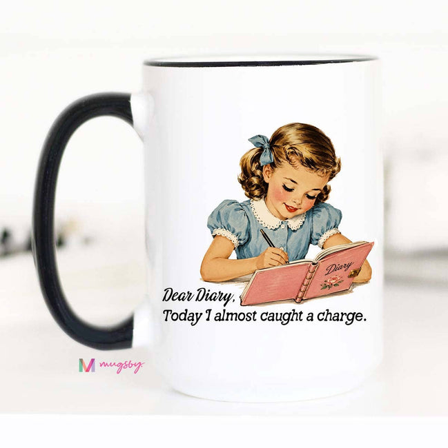 Funny Dear Diary Mug | Retro Girl Humor Coffee Mug