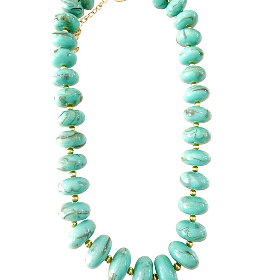 Holly Chunky Beaded Necklace- Turquoise