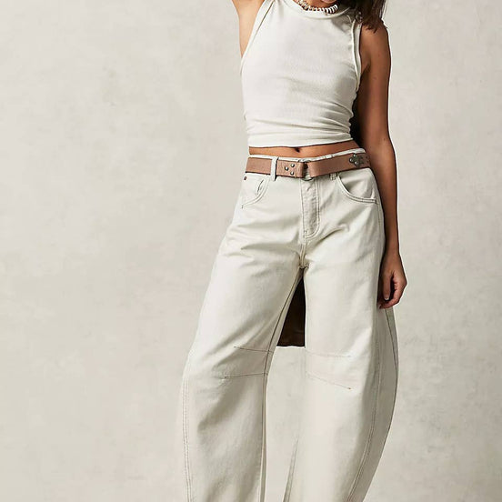 Washed Balloon Leg Denim Jeans High Waist Loose Fit