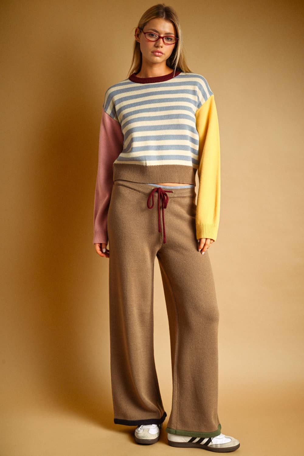 T7599ST   STRIPE WITH MULTI COLOR KNIT TOP