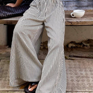 White/Black Striped Wide Leg Palazzo Pants