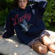 IT2594-MALLARD | 'Lucky & Mallard' Mock-Neck Sweatshirt