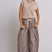 Rope Drawstring Balloon Pants Pleated Front