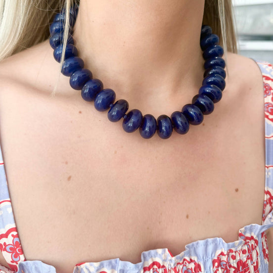 Bailey Chunky Beaded Necklace- Hot Pink