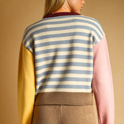 T7599ST   STRIPE WITH MULTI COLOR KNIT TOP