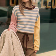 T7599ST   STRIPE WITH MULTI COLOR KNIT TOP
