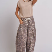 Rope Drawstring Balloon Pants Pleated Front