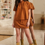 Suede-Look Soft Brush Stretchy Skort