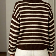 Striped Button Front Oversized Knit Cardigan