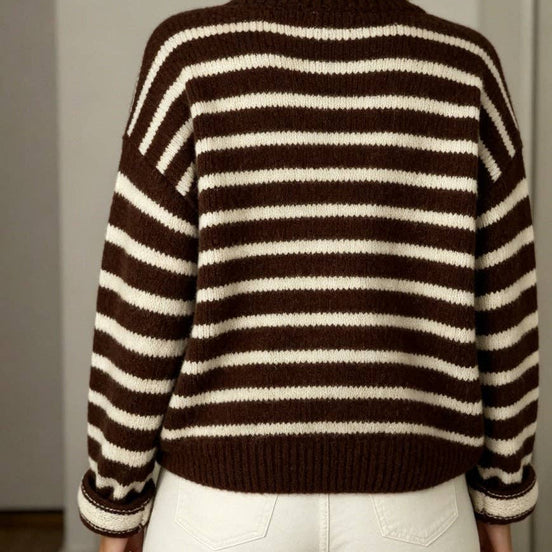 Striped Button Front Oversized Knit Cardigan