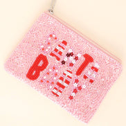 Santa Baby Candy Cane Beaded Coin Bag