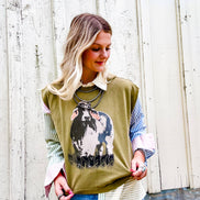 The Brahma Bull Boxy Tank- Olive Green 