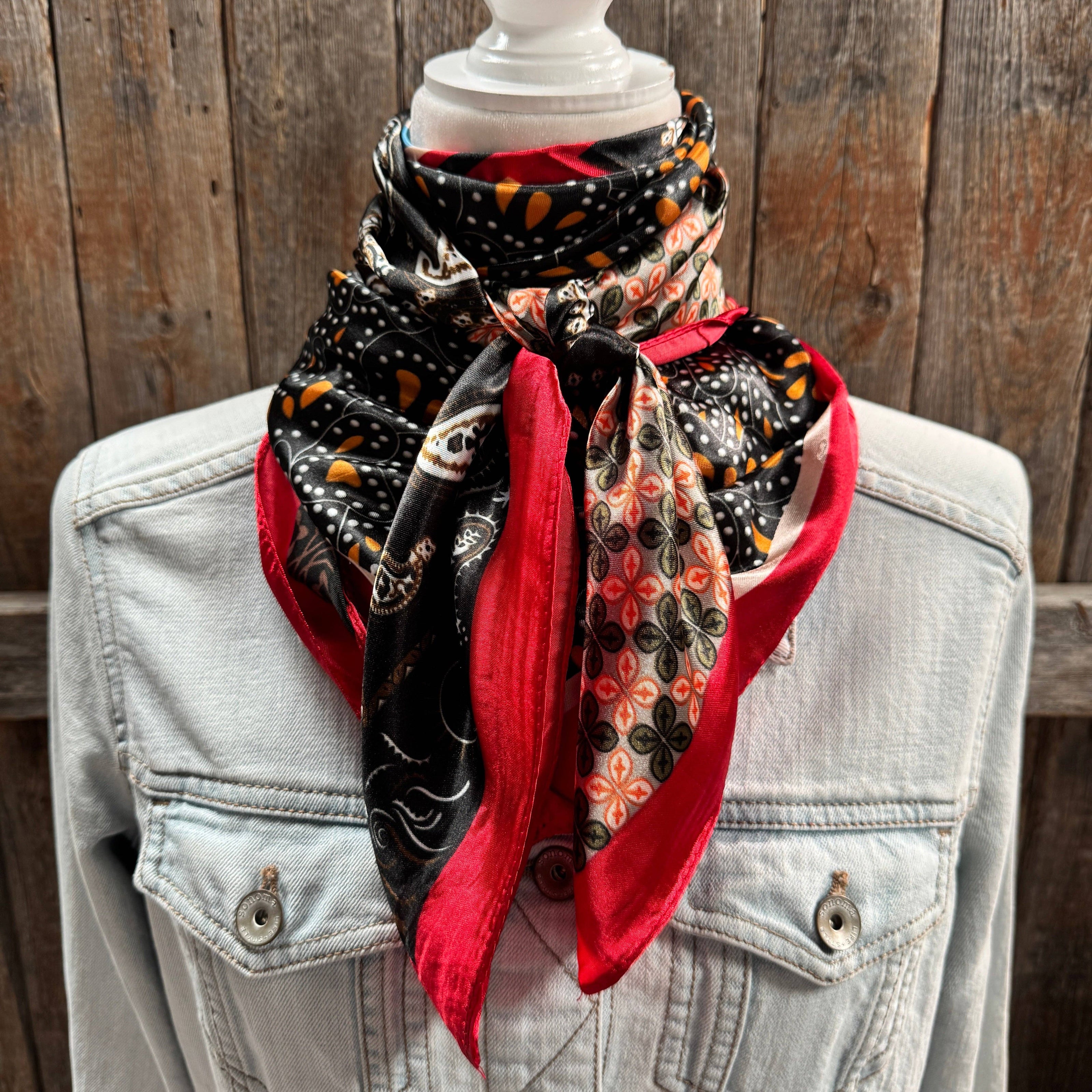 Red and Black Multi Patterned Wild Rag