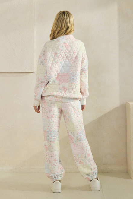 Floral textured lounge pants