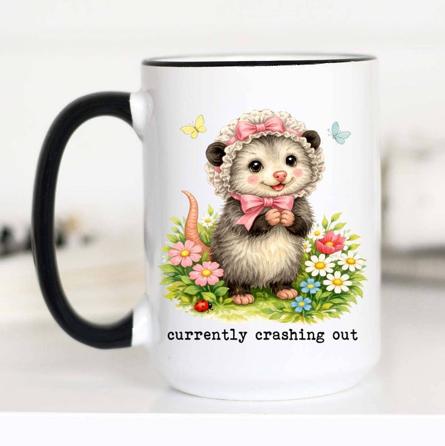 Currently Crashing Out Funny Coffee Mug, Possum Gift, Mug