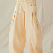 Rope Drawstring Balloon Pants Pleated Front