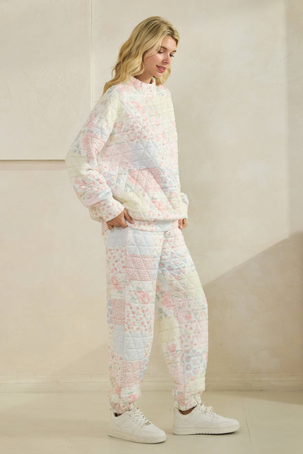Floral textured lounge pants